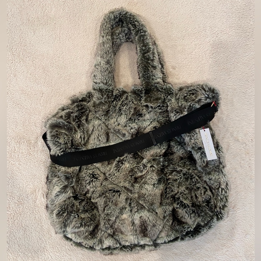 Frances Valentine Oversized Faux Fur Tote Bag Grey New NWT